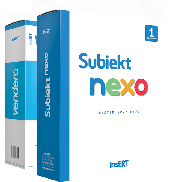 Subiekt nexo 1st. + vendero sklep 1000 tow. (e-lic.)